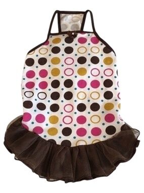 Hip Doggie Tutu Dog Dress Size Medium Brown Pink Polka Dot